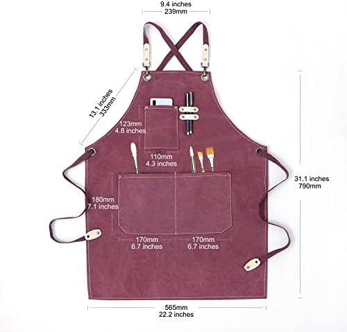Hongsome Cotton Canvas Cross Back Apron - Image 5