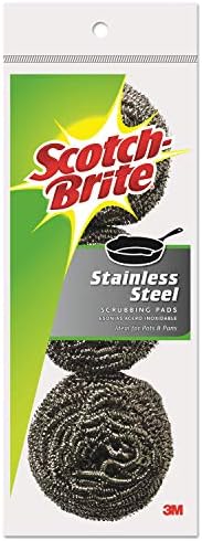 Scotch-Brite 214C Metal Scrubbing Pads, 2 1/2-Inch x 2 3/4-Inch, Stainless Steel by Unknown