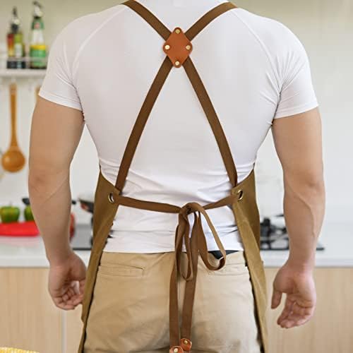 Aoomzoon Canvas Aprons for Men Women, Heavy Duty BBQ Apron - Image 5