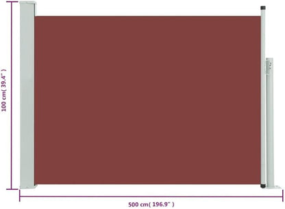 YAFF Patio Retractable Outdoor Folding Privacy Divider, Water & UV Resistant Sun Shade Privacy Wind Screen for Garden, Backyard, Balcony, Terrace 39.4"x196.9" Brown