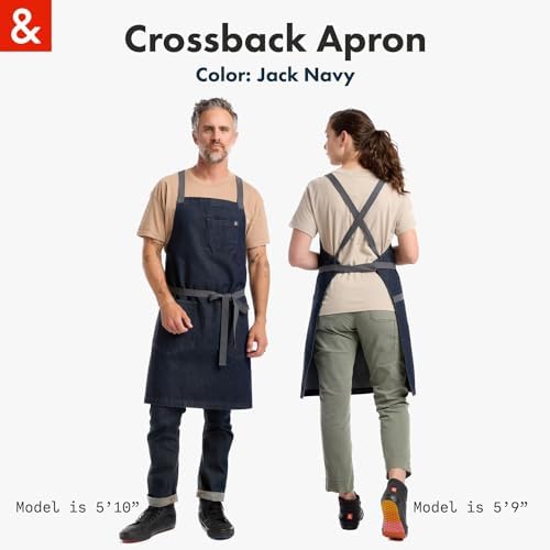 hedley & bennett Crossback Chef Apron, Pockets & Towel Loop, Jack Navy - Image 6