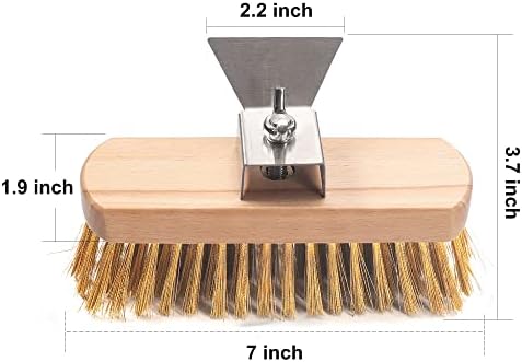 Pizza Oven Brush 7 Inch Brass Bristles Replacement Brush Head and Scraper - Image 4