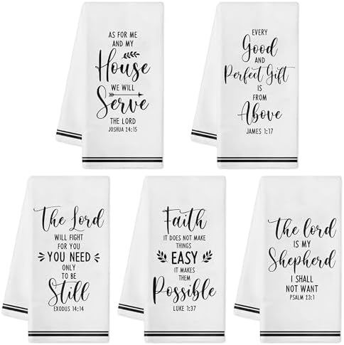 R HORSE 5Pcs Religious Christian Kitchen Towel Dish Towel Baking Lover Gift by RHORSE
