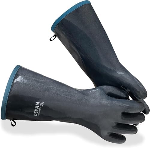 DEYAN BBQ Grill Gloves, ilicone Heat Resistant Oven Mitts by DEYAN