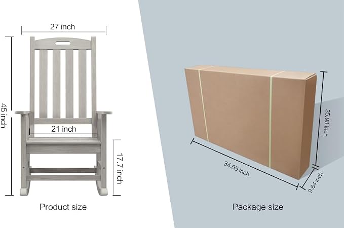 Outdoor Rocking Chairs Set of 2, Oversized Porch Rocker | Weather Resistant - Image 8
