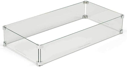 HPC Fire Rectangle Fire Pit Glass Wind Guard (WG55X15-L), 55x15-Inch