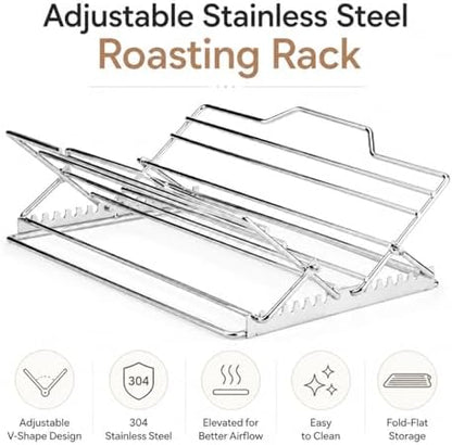 DEMCERT Roasting Rack, Adjustable V-Shaped Turkey Rack - Image 4