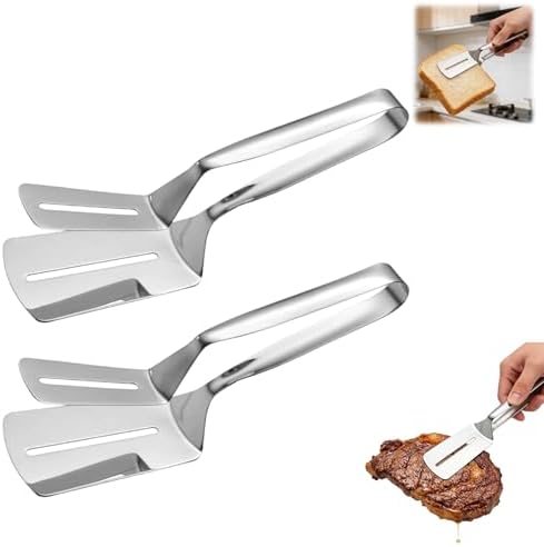 2PCS Stainless Steel Grill Clamp, Anti-Scald Extended Handle Spatula Tong by Unknown