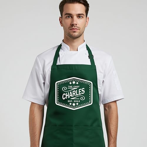 Custom Grill Master Aprons for Men, Mens Grilling Gifts for Fathers Day - Image 2