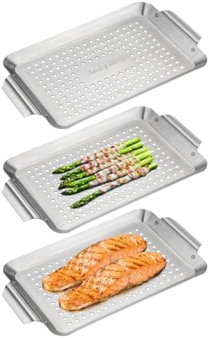 Onlyfire 3 Packs Stainless Steel Rectangle Grill Baskets by Onlyfire+Chef
