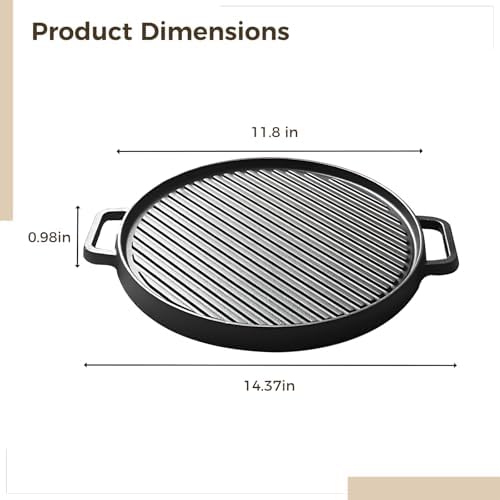 1 Pcs Cast Iron Griddle, 11.8 in Reversible Grill Griddle - Image 5