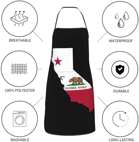 State Flag Apron with Bib Adjustable Kitchen Cooking Aprons Waitress Barbecue - Image 2