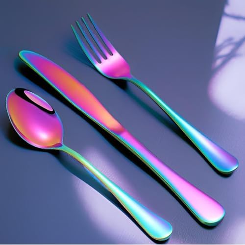Rainbow Forks Silverware Set Of 6 Pieces, Stainless Steel Forks, Mirror - Image 4