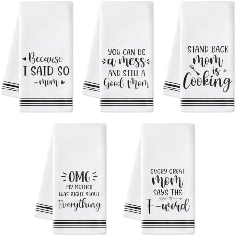 R HORSE 5 Pack Funny Saying Kitchen Dish Towels by RHORSE