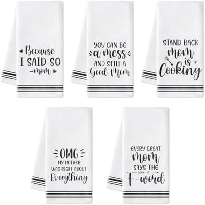 R HORSE 5 Pack Funny Saying Kitchen Dish Towels by RHORSE