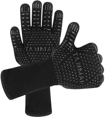 BBQ Grill Gloves, 1472°F Extreme Heat Resistant Grilling Gloves Non-Slip Oven by Tanmar