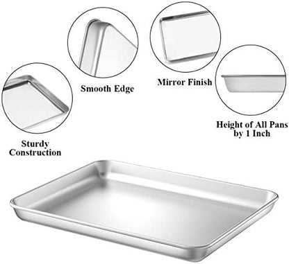 Baking Sheet with Rack Set, Wildone Stainless Steel Cookie Sheet Baking Pan - Image 3