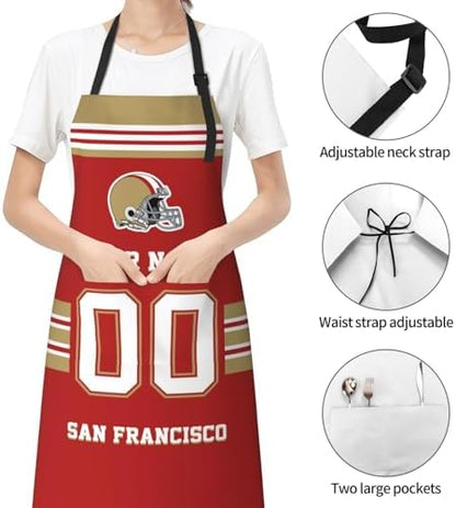 Personalized Football Style Aprons Add Name and Number Kitchen Aprons Work - Image 5