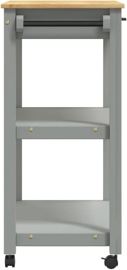 Kitchen Trolley Monza Rolling Kitchen Island Cart with Storage, Portable Dining Room Serving Utility Carts, Gray 33.1" x 15.7" x 35.4" Solid Wood Pine KH78A