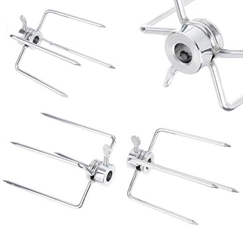 4 Pack Stainless Steel 304 Grill Rotisserie Meat Forks Set- Fits 5/16" Square by GRILLJOB