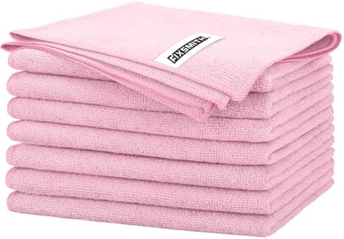 FIXSMITH Pink Microfiber Cleaning Cloth -Pack of 8, Highly Absorbent Cleaning by FIXSMITH