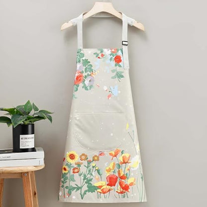 Floral Aprons with Pocket Blooming Floral Womens Waterproof Apron - Image 5