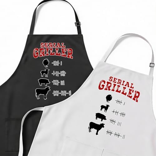 Custom Grill Master Aprons for Men, Mens Grilling Gifts for Fathers Day by KenzalCustomized