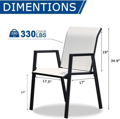 Outdoor Patio Chairs Set of 2, Oyster Beige Stackable Outdoor Chairs, - Image 2