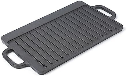 HAWOK Cast Iron Reversible Grill Rectangular Griddle 12.6x8 inch - Image 3