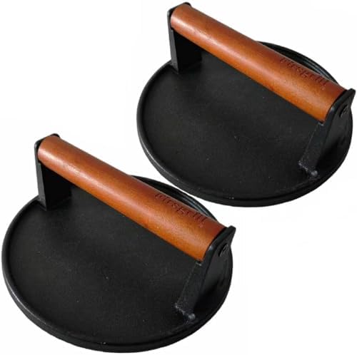 Firsgrill 2-Pack Burger Press 7.08" Round, Heavy-Duty Cast Iron Smash Burger by ProfessionalGrillpartsLiving