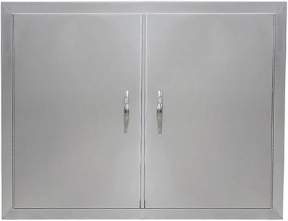 30.5"x21" Brushed Stainless Steel BBQ Access Door, Double Door with Magnetic Catch for Outdoor Kitchen & Grill Island Cabinet