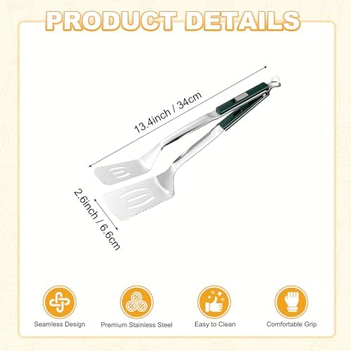 M METERXITY Spatula Tongs, 13.4 Inch 304 Stainless Steel Anti-Scald Extended - Image 3