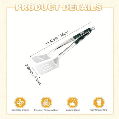 M METERXITY Spatula Tongs, 13.4 Inch 304 Stainless Steel Anti-Scald Extended - Image 3
