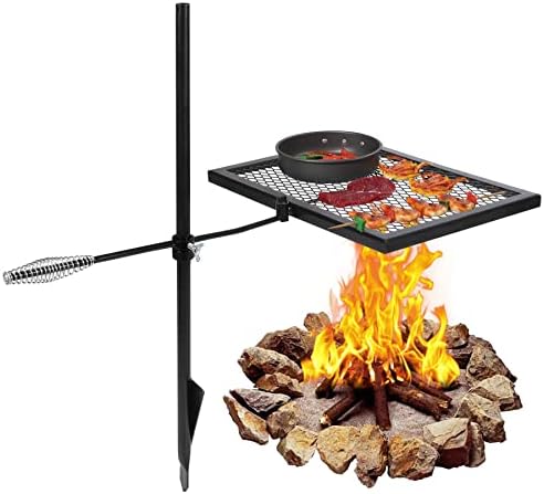 REDCAMP Swivel Campfire Grill Heavy Duty Steel Grate, Over Fire Camp Grill by REDCAMP
