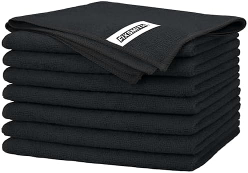 FIXSMITH Black Microfiber Cleaning Cloth -Pack of 8, Highly Absorbent Cleaning by FIXSMITH