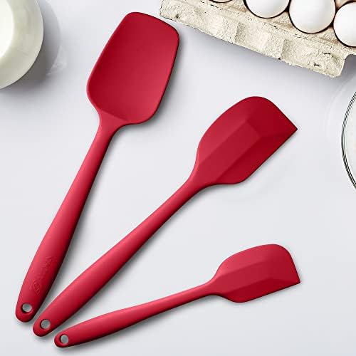 3-Piece Silicone Spatula Set, 600°F Heat Resistant, Wine Red - Image 4