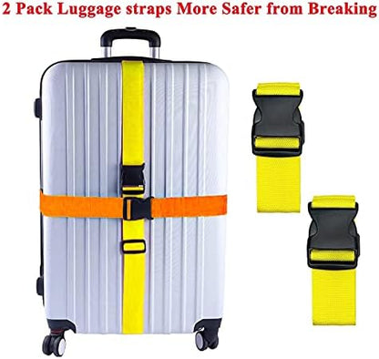 2 Pack Suitcase Belts, Adjustable Luggage Straps, Bright Colors Travel Packing - Image 3