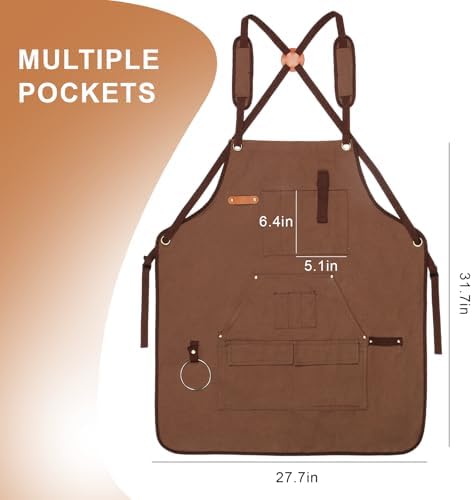 Unisex Woodworking Work Apron, 16oz Multi-Pocket Canvas Apron - Image 2
