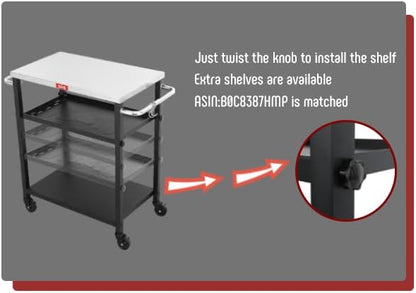 3-Shelf Grill Table, Pizza Oven Stand with Shelf, Movable Pizza Oven Grill Cart, Grill for Outside, Outdoor Bar Cart with Wheels, Stainless Steel top, L26.6xW16.1