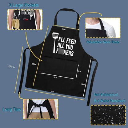 Miracu Funny Cooking Aprons for Men Women, Dad Gifts for Mens Father Mom - Image 3