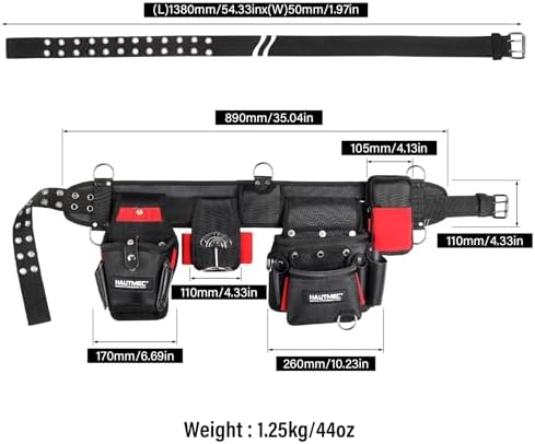 HAUTMEC Heavyweight 4-In-1 Tool Belt, Enhanced 1680D Padded Work Belt - Image 3