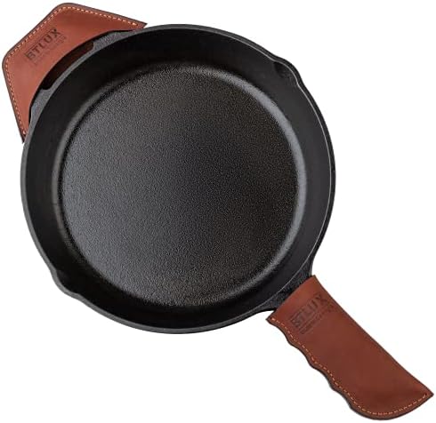 Made in Georgia Leather Cast Iron Handle Cover Set of 2 by BTLUX