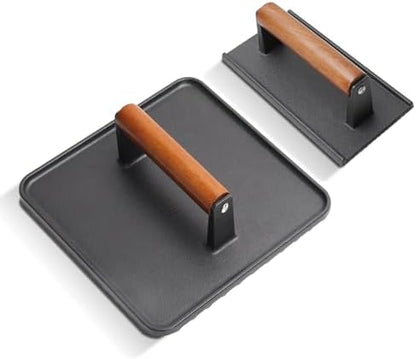 Cast Iron Square Burger Press&Rectangle Meat Press by SafBbcue