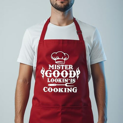 Custom Grill Master Aprons for Men, Mens Grilling Gifts for Fathers Day - Image 4