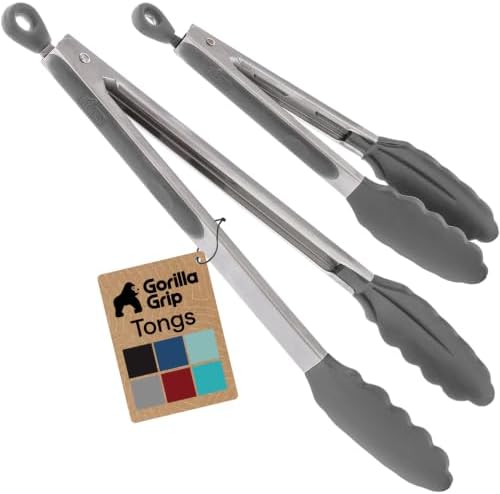 GORILLA GRIP Stainless Steel Kitchen Tongs by GorillaGrip