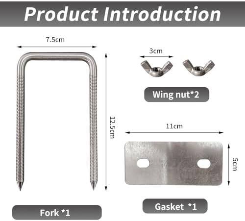 Rotisserie Fork Rectangular U-Bolt 304 Stainless Steel 2pcs - Image 3