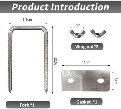 Rotisserie Fork Rectangular U-Bolt 304 Stainless Steel 2pcs - Image 3