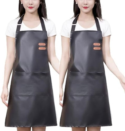 Waterproof Apron Large Pocket PU Material Waterproof Oil-proof Dust-proof Apron by NailArtTools