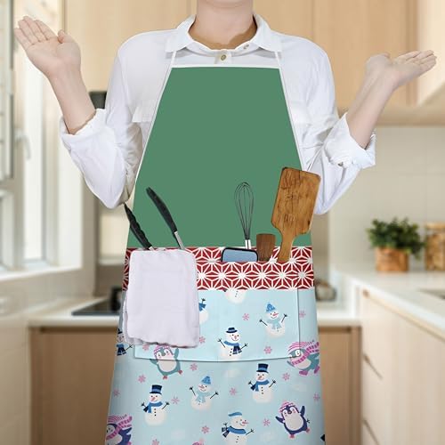 Penguin Kitchen Aprons with Utility Pockets Women Funny Adjustable Bib Baking - Image 4