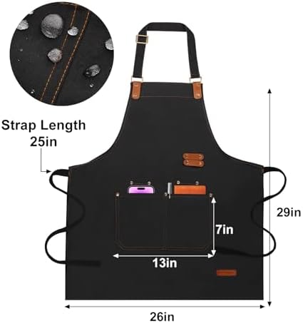 Chef Aprons for Women Men with Pockets, Oil-Repellent & Water-Resistant - Image 2